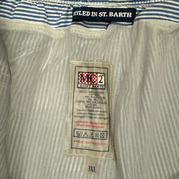 MC2 Saint Barth Men’s Blue Striped Drawstring Swim Shorts - Picture 6 of 7